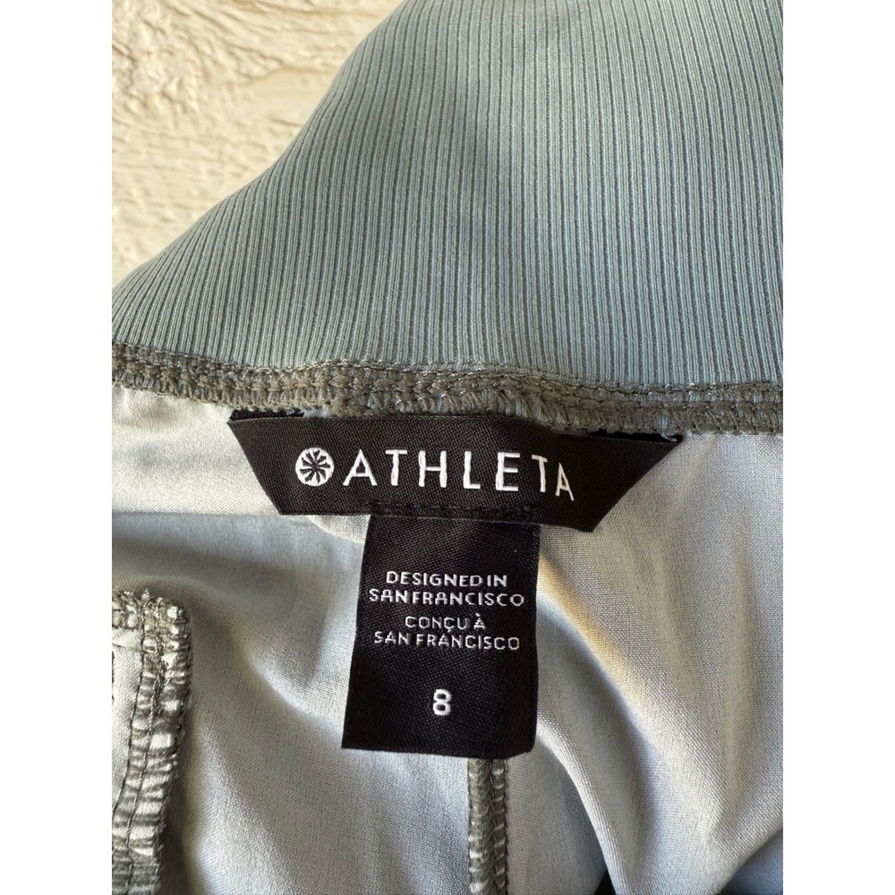 Athleta Nolita Slim Tapered Printed Crop Pants Blue Green Pattern Size 8 - Picture 6 of 7
